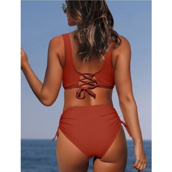Beachsissi Red Two Piece Swimsuit. Coastal. Beachy. - Picture 13 of 13